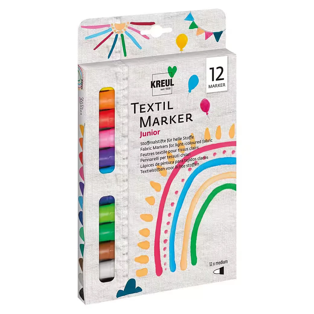 C. KREUL Textilmarker Junior medium 2-4 mm, 12er-Set Kartonetui