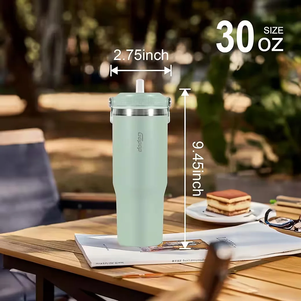 OPHY Edelstahl Isolierflasche 900 ml mit Strohhalm