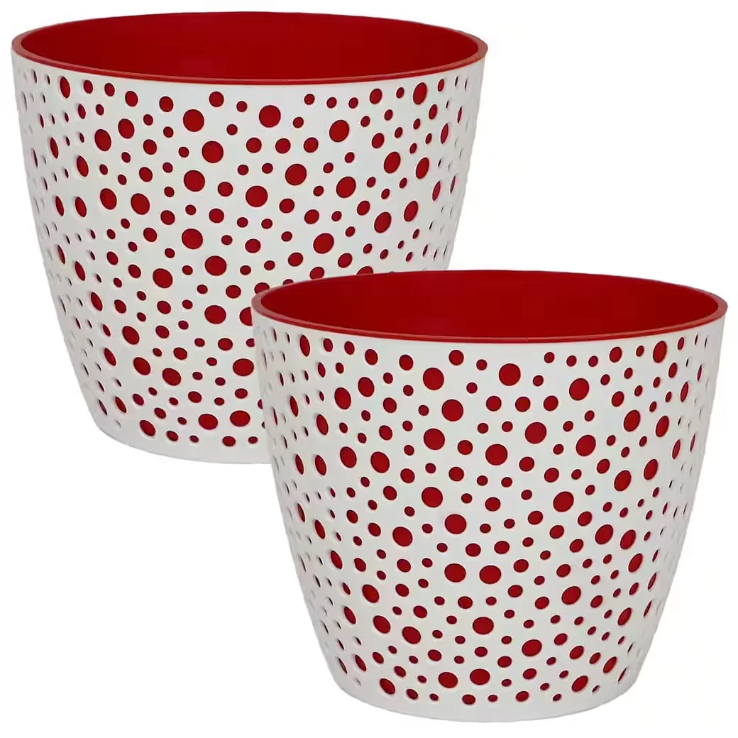 HEIMWERKERCENTER Übertopf VERO MePla 2 Stück 15 cm weiß rot
