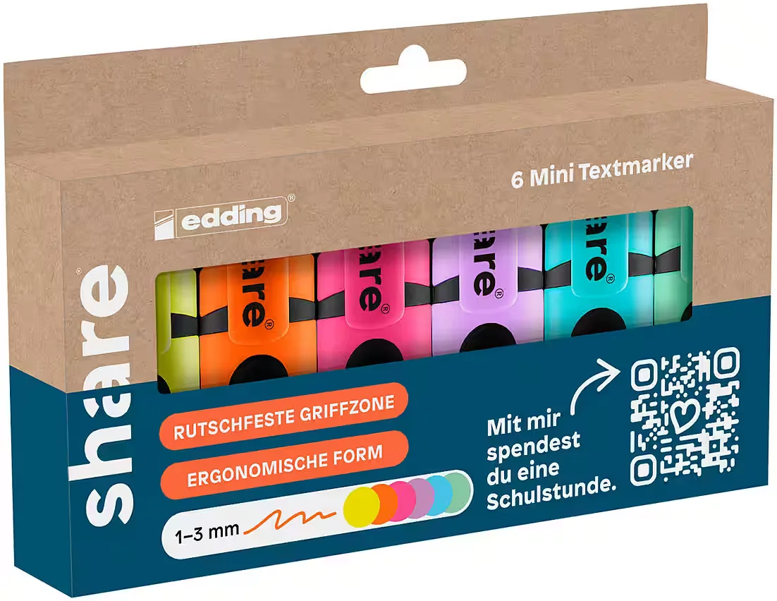 SHARE Mini-Textmarker Set 6 Stück
