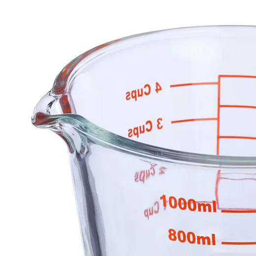 Relaxdays Messbecher Glas 1 Liter Küchenmessbecher