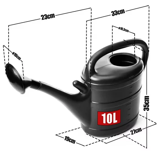 BIGDEAN Gartengießkanne 10 Liter anthrazit mit abnehmbarer Brause