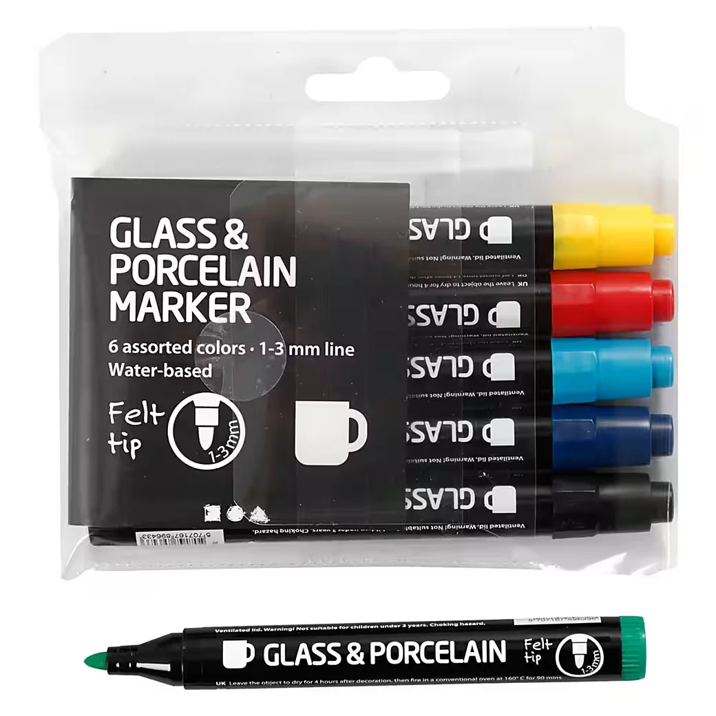 Creativ Company Glas- und Porzellanmarker Set 6 Stück 1-3 mm