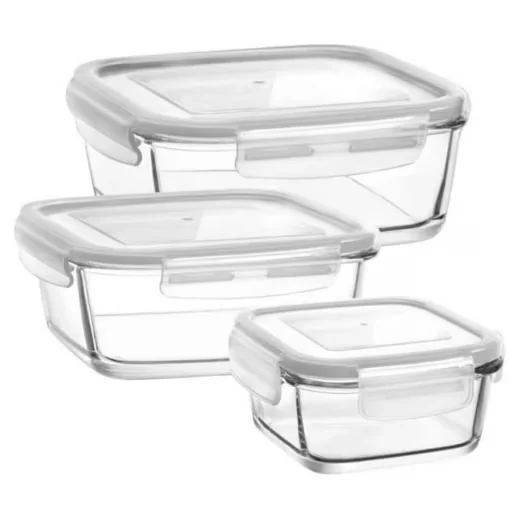 LAV Fresco Vorratsglas Set 3 teilig Frischhaltedosen aus Glas