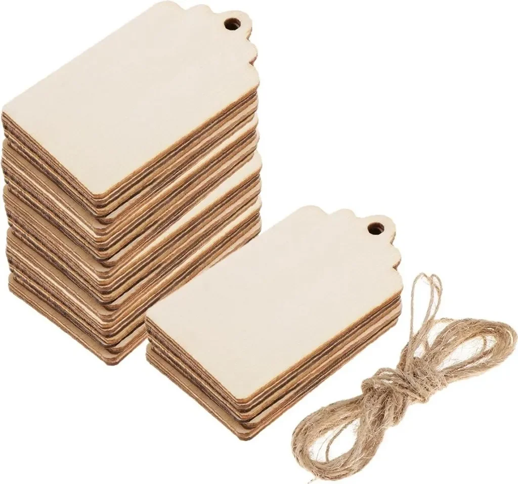 Meoiruery 20 Stück Holzanhänger mit Schnur für Hochzeit Gastgeschenke