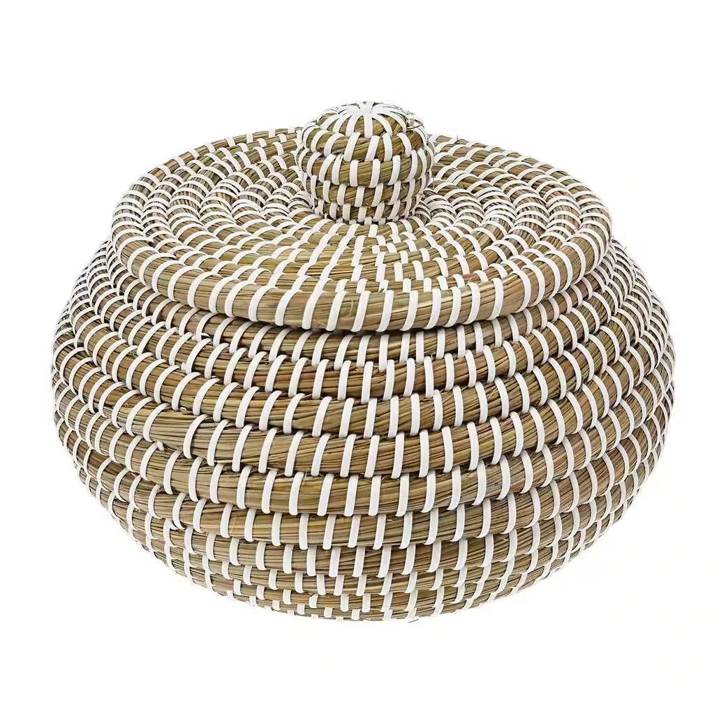 KOOPMAN Aufbewahrungskorb YODO Seegras Beige Weiß D 31,5 x H 26 cm