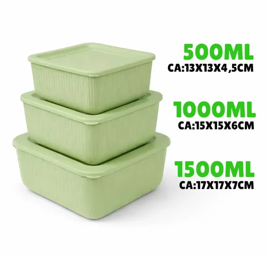 PRO HOME Vorratsdosen Set 3-teilig 0,5L 1L 1,5L