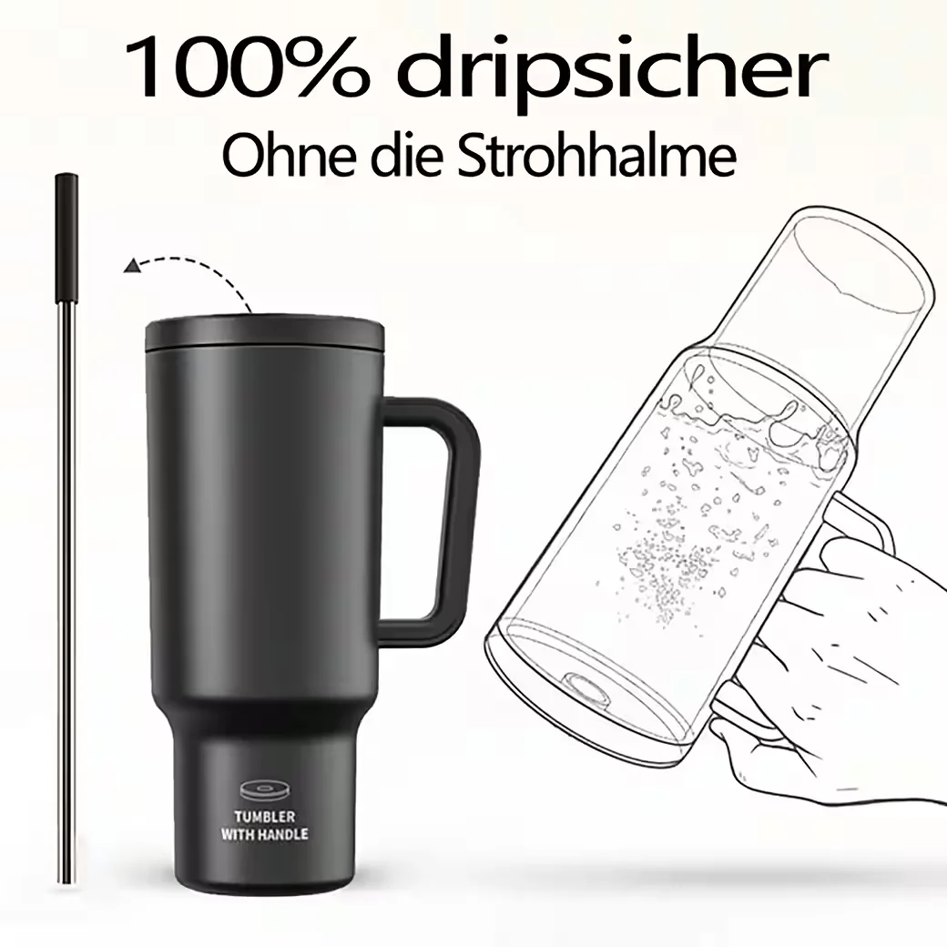 IBETTERTEC Thermosflasche 1,2 L Edelstahl doppelwandig Griffdeckel
