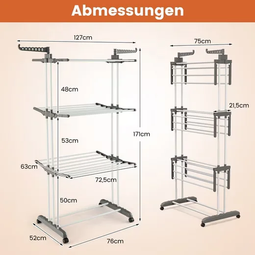 COSTWAY Turmwäscheständer platzsparend