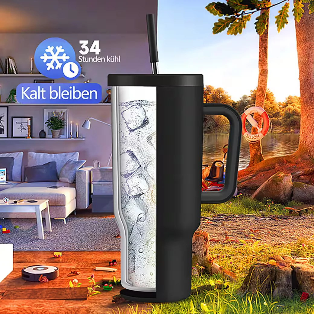 IBETTERTEC Thermosflasche 1,2 L Edelstahl doppelwandig Griffdeckel