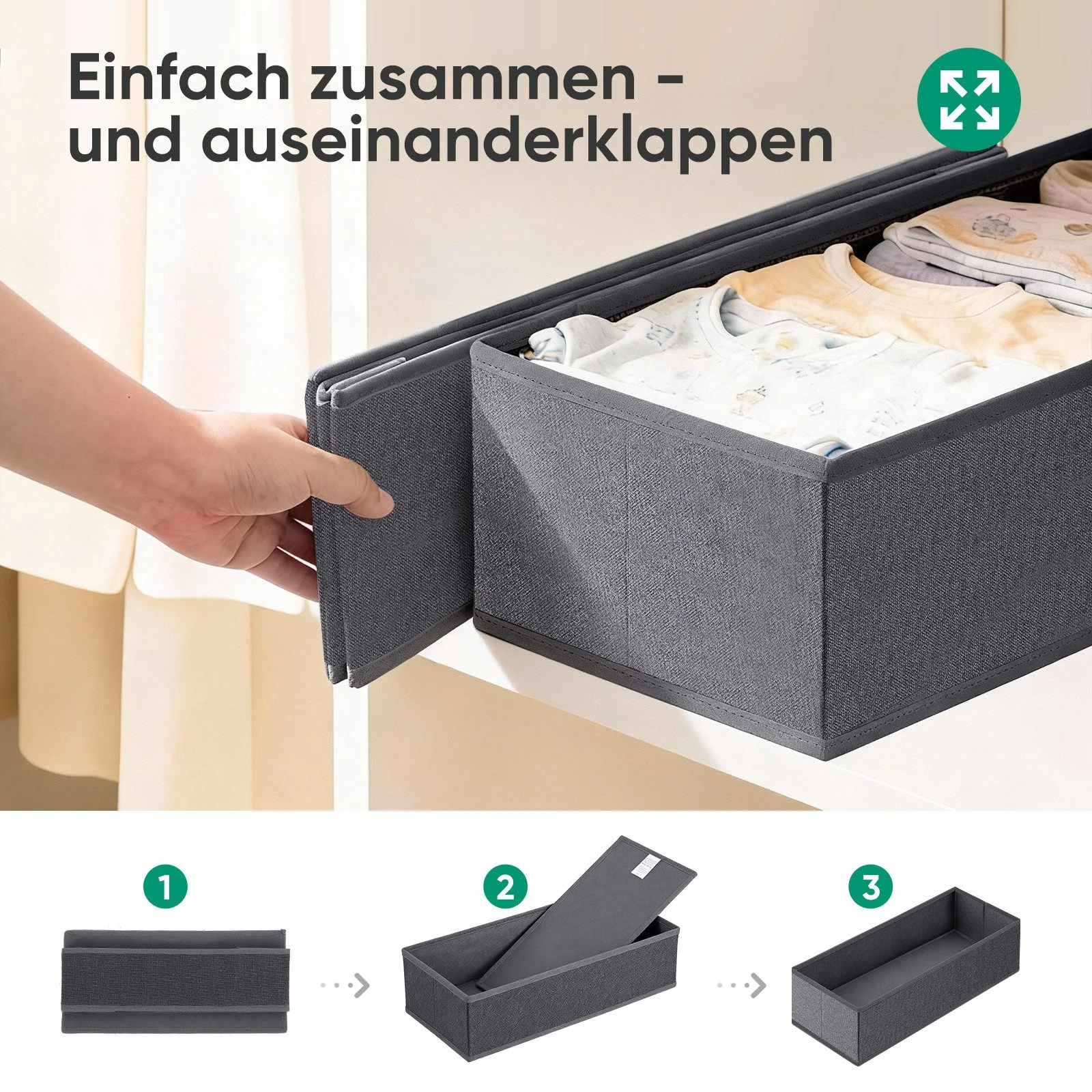 SEKEY Aufbewahrungsboxen Set aus Vliesstoff faltbar