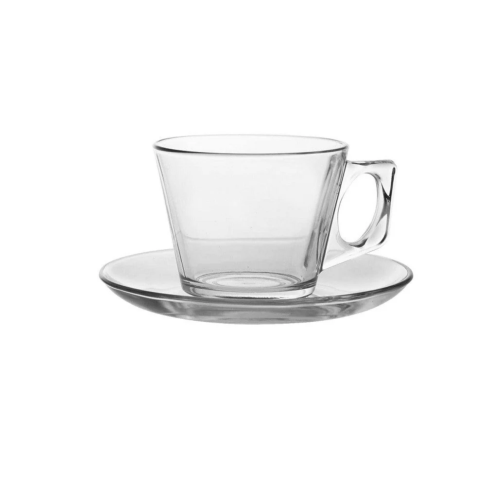 Pasabahce Vela Kaffeetassen Set mit Untertassen 12 teilig