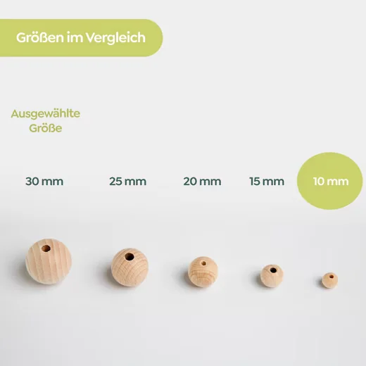 CANDINI Bastelperlen Holzkugeln Buchenholz zum Basteln und Makramee
