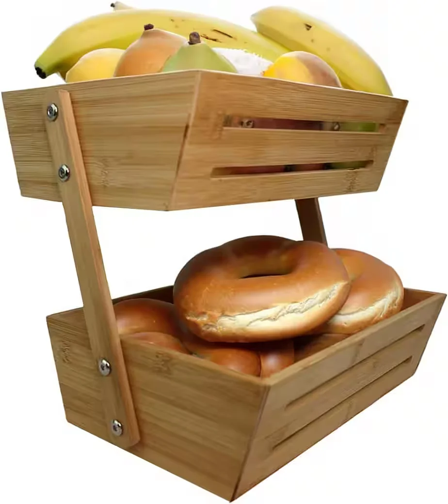 HAUSLEBEN Obstschale Obstkorb 2 Etagen 34 x 22 x 28 cm