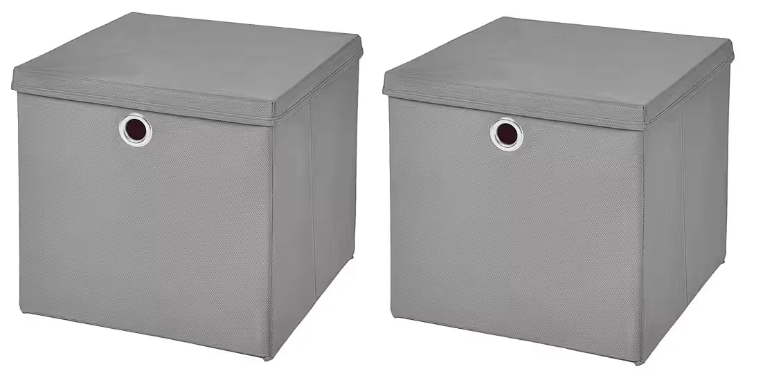 STICKANDSHINE Faltbox 2er Set 28x28x28 cm mit Deckel für Kallax