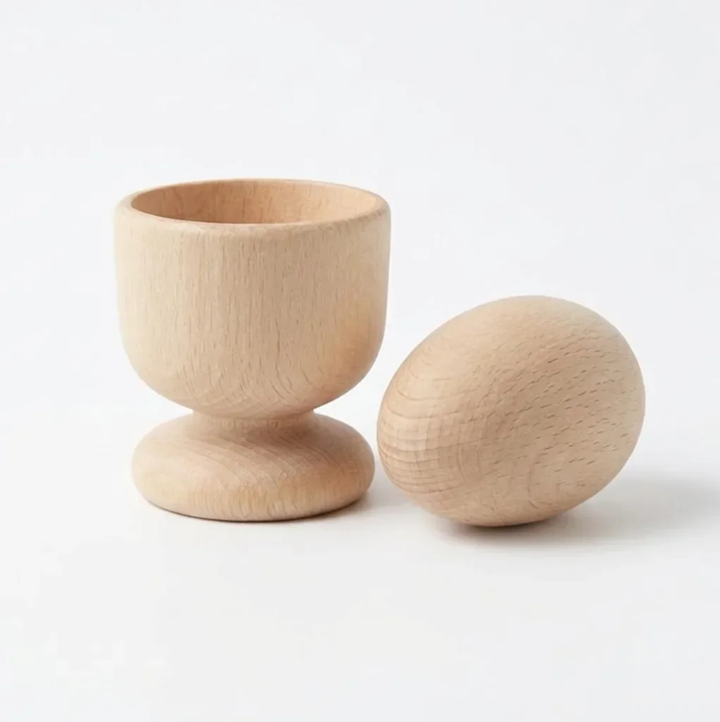 PEEWIT Set 25 Holzbecher und Buchenholz Eier für Kinder DIY Basteln