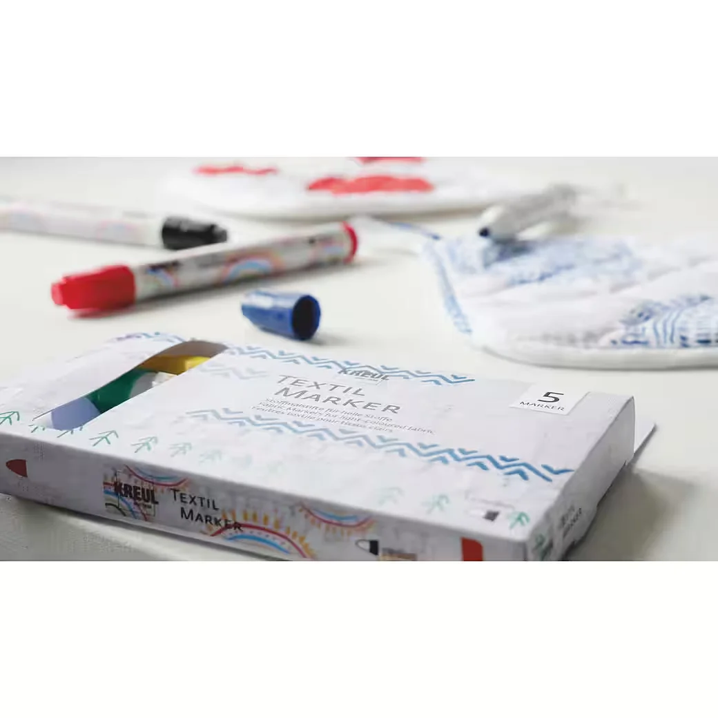 C. KREUL Textilmarker Medium, 5er Set im Kartonetui
