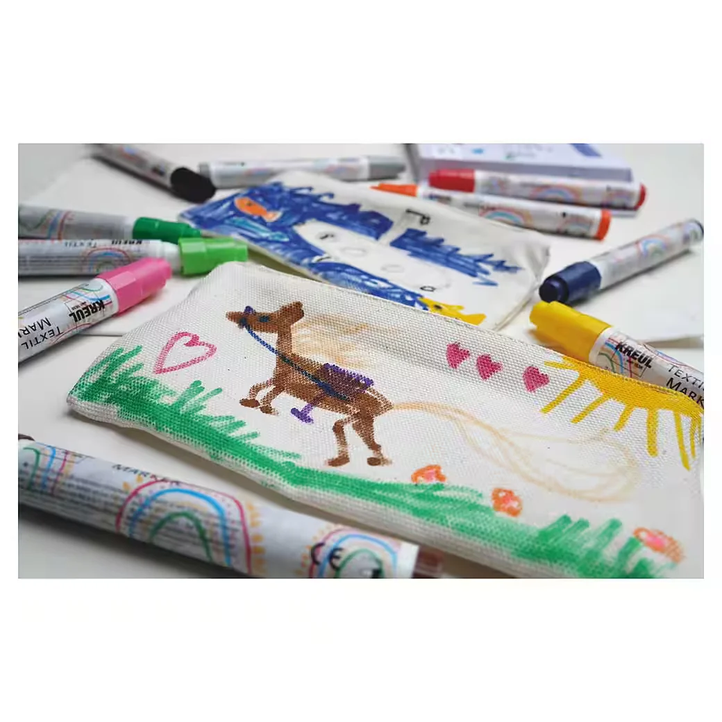 KREUL Textilmarker Junior medium 2-4 mm, 5er-Set im Kartonetui