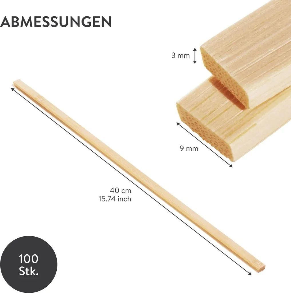 Belle Vous Bambus Holzstäbchen 40 cm 100er Pack Basteln Naturholz