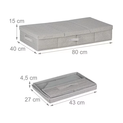Relaxdays Unterbettkommode mit Deckel 2er Set Aufbewahrungsbox