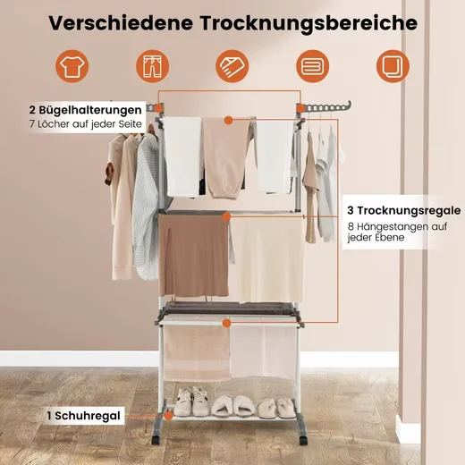 COSTWAY Turmwäscheständer platzsparend