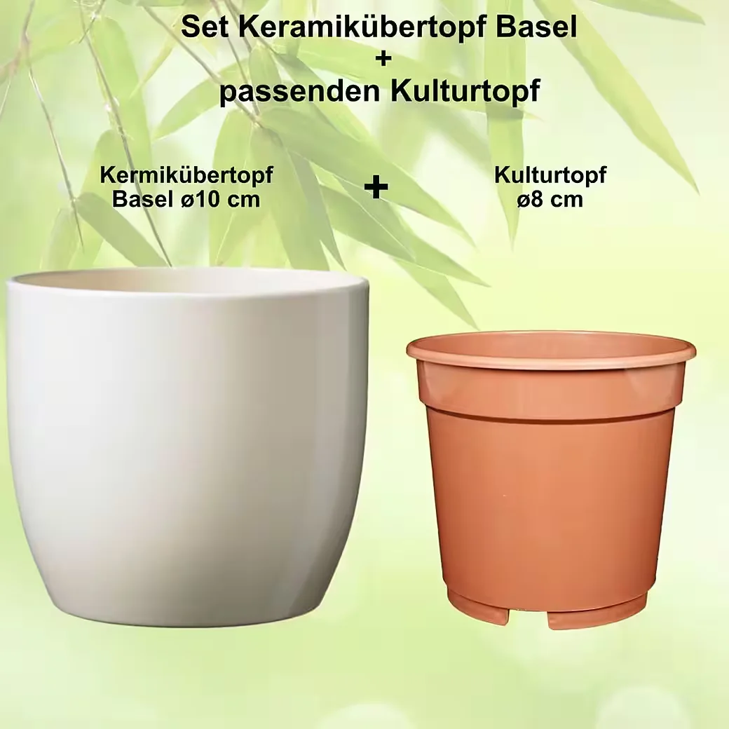 HEIMWERKERCENTER Übertopf Set Keramik Basel 10 cm vanilla 8 cm