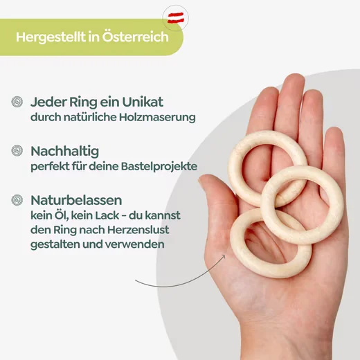 CANDINI Bastelperlen Holzringe aus Buchenholz für Basteln und Makramee