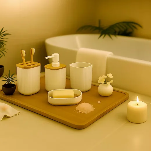 Relaxdays Badaccessoire Set 6-teilig Badezimmer Zubehoer