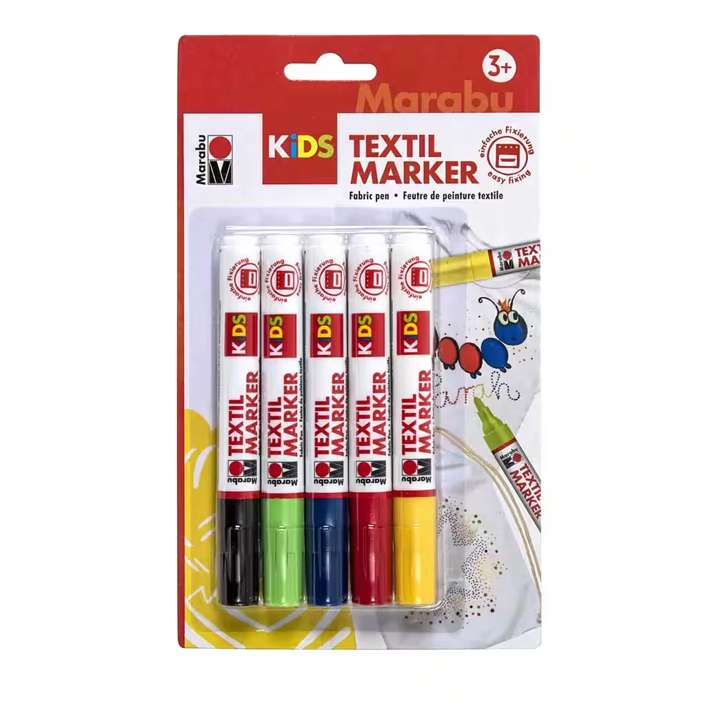Marabu KiDS Textilmarker Set 5-teilig für Stoffe waschfest