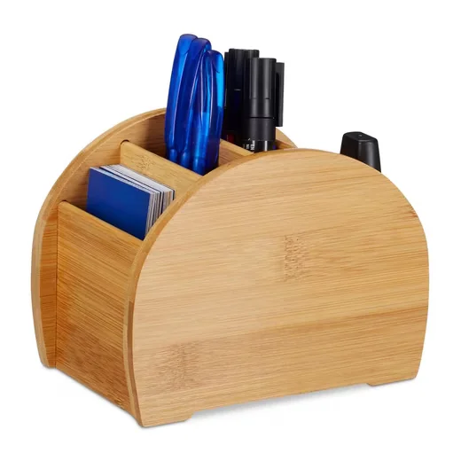 Relaxdays Stiftehalter Organizer Bambus Schreibtisch