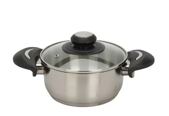 Spetebo Kochtopf Edelstahl 1,4 L 16 cm mit Glasdeckel