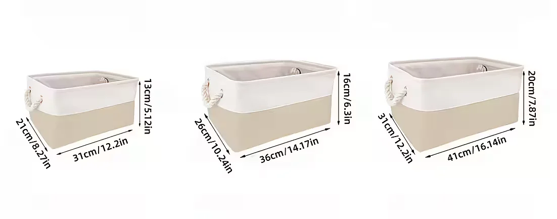 FOUORTUNATE-BEE Aufbewahrungsboxen 3er Set Stoffkörbe mit Baumwollseil