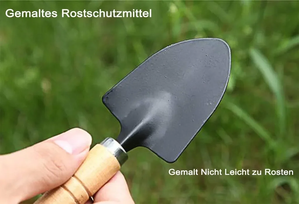 Zimtky Mini Gartenset 3 Stück Schaufel Spaten Rechen Bonsai Holzgriff