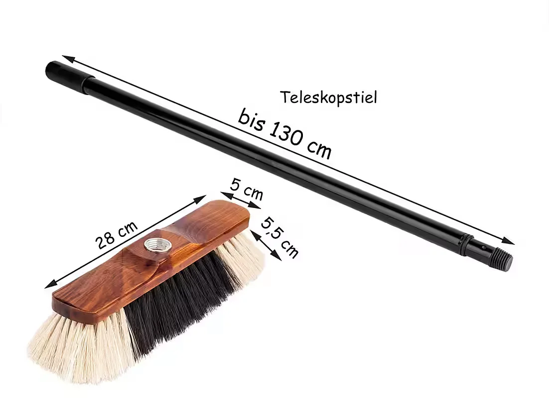 BIGDEAN Staubbesen mit Teleskopstiel weiche Borsten Made in Germany