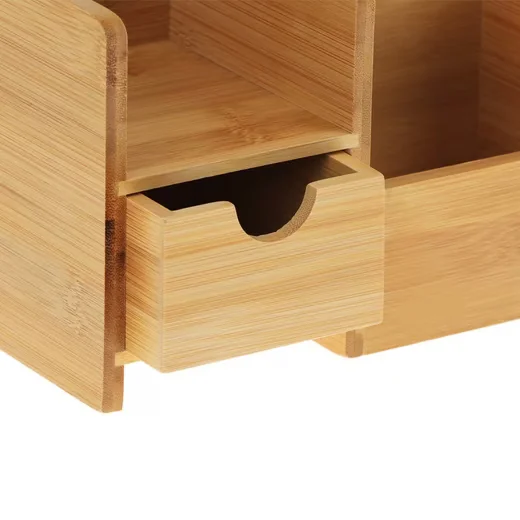 Relaxdays Schreibtisch Organizer Bambus Stiftehalter