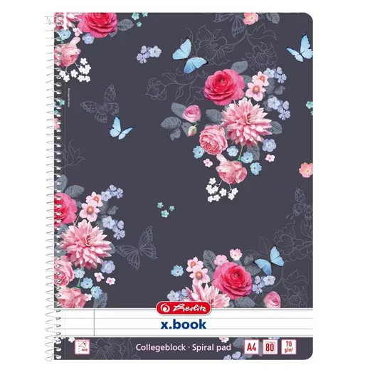 Herlitz Collegeblock DIN A4 liniert Spiralblock LadyLike Flo