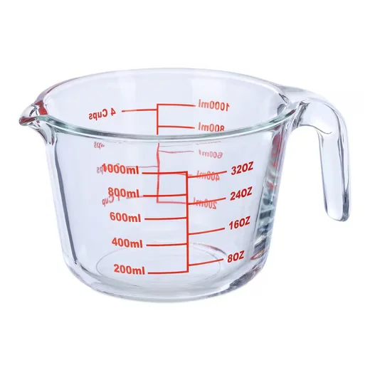 Relaxdays Messbecher Glas 1 Liter Küchenmessbecher
