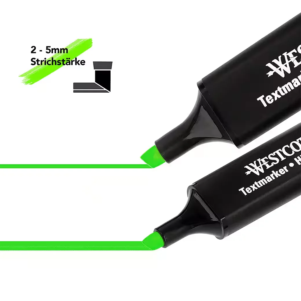 WESTCOTT Textmarker Set 4 Stück Highlighter in 4 leuchtenden Farben
