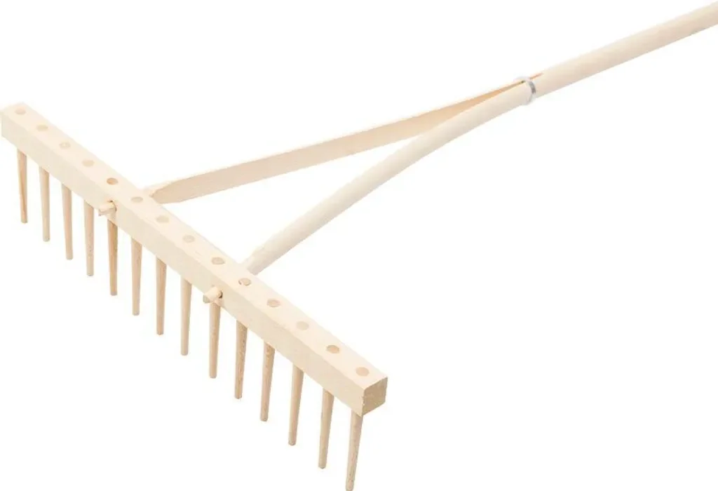 STREND PRO Holzrechen 14 Zähne mit Holzstiel für Heu und Laub