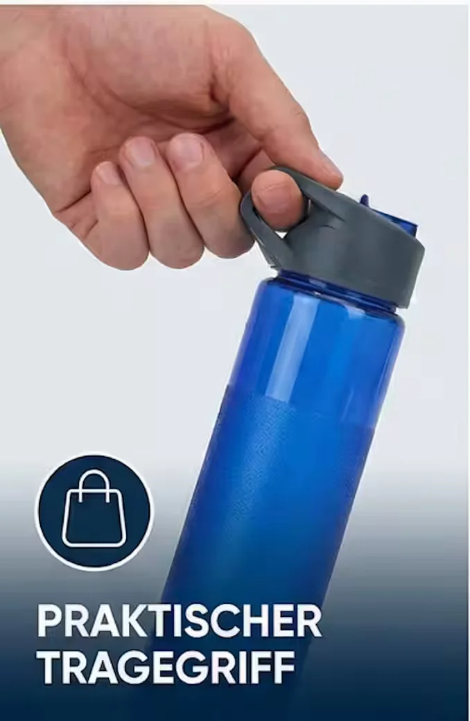 NORSKSKIN Trinkflasche 750 ml mit Trinkhalm, Klappverschluss, BPA-frei