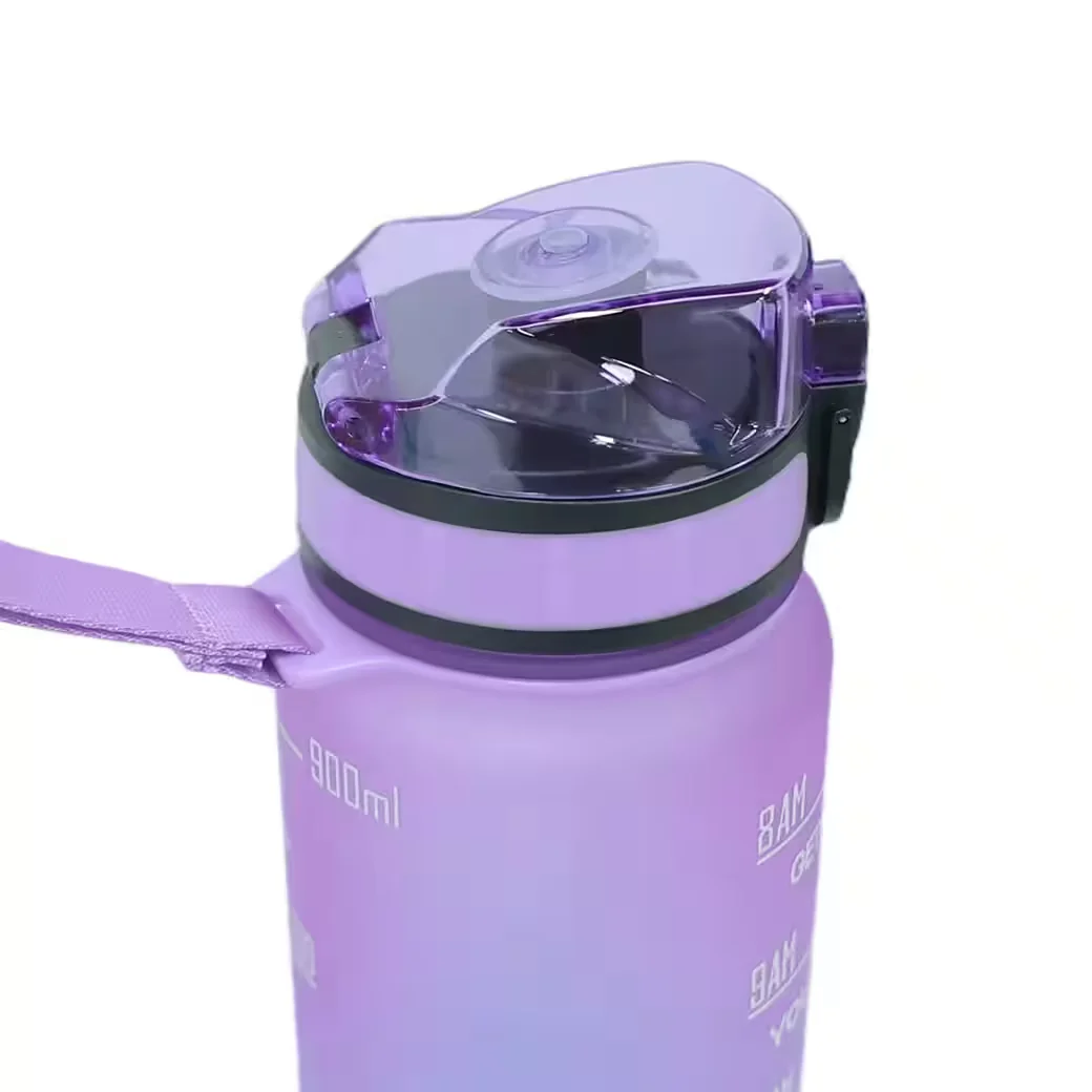 CHICFURN Trinkflasche 946 ml Tritan BPA-frei Strohhalm Zeitskala