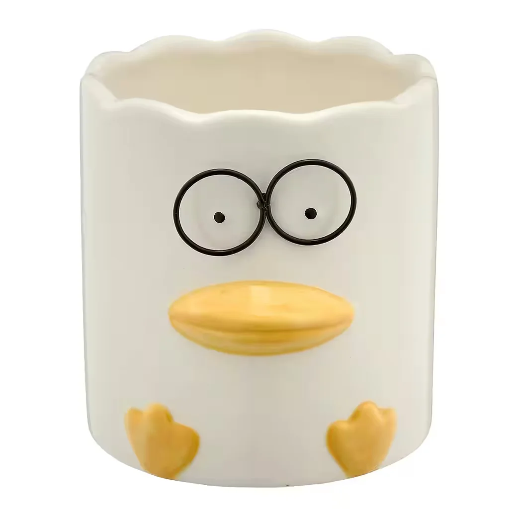 GASPER Übertopf DUCKY Keramik weiß H 11 cm