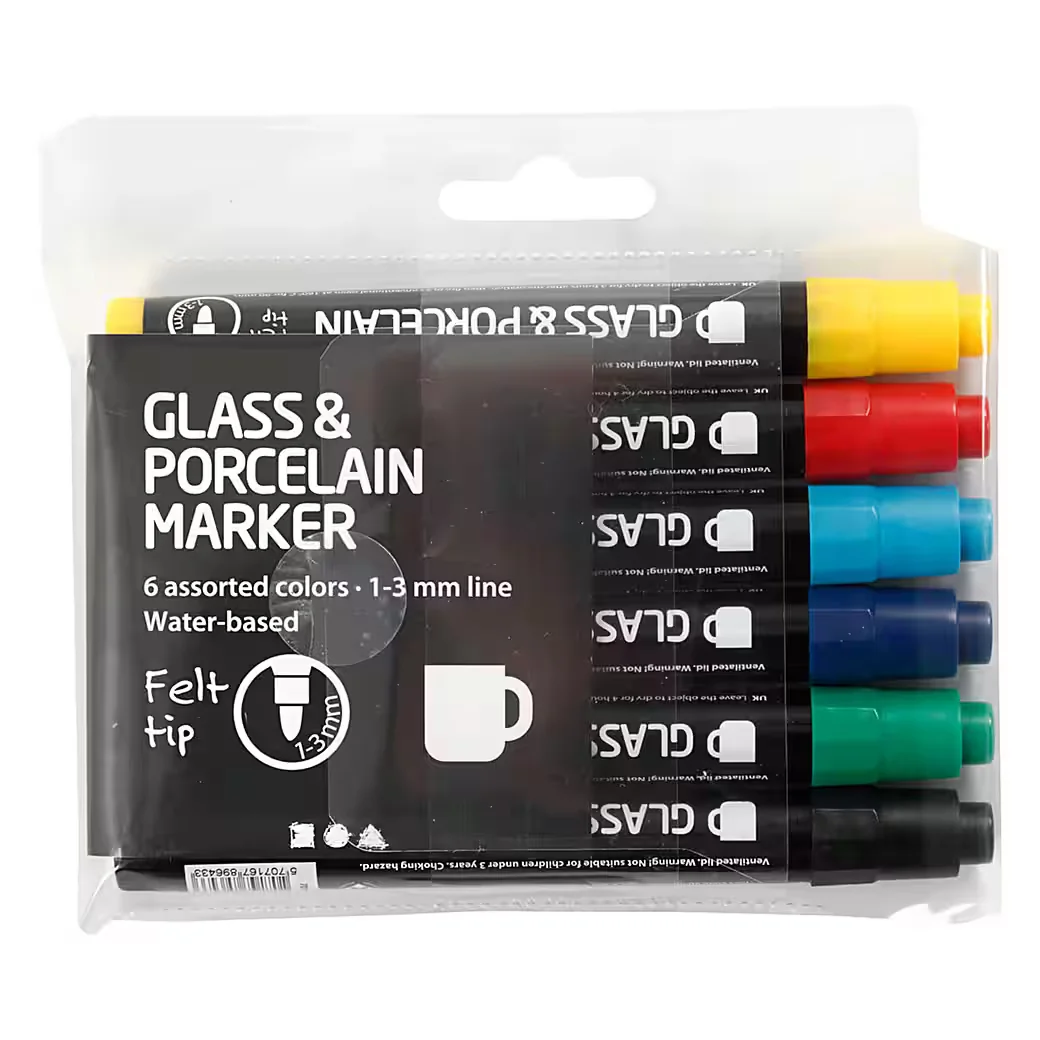 Creativ Company Glas- und Porzellanmarker Set 6 Stück 1-3 mm