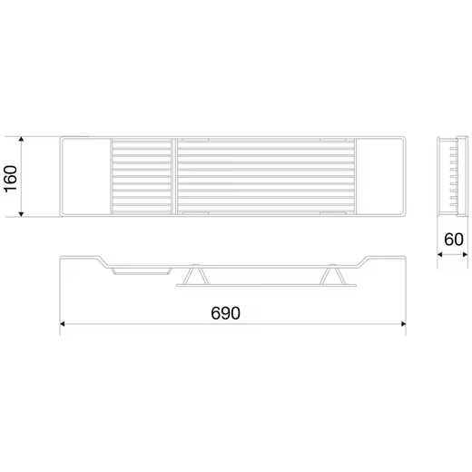 EUROSHOWERS Badewannenablage Chrom 69 x 16 x 6 cm