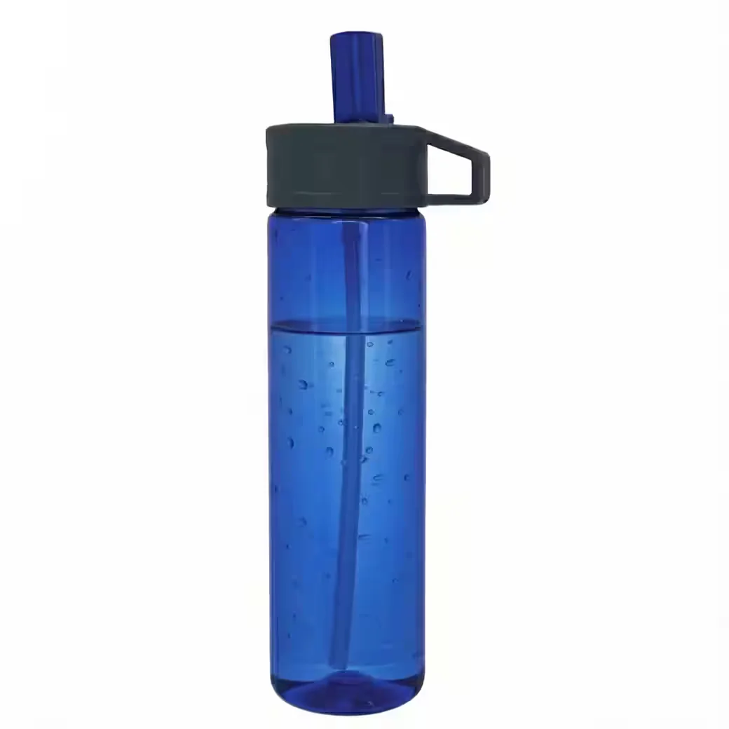 NORSKSKIN Trinkflasche 750 ml mit Trinkhalm, Klappverschluss, BPA-frei