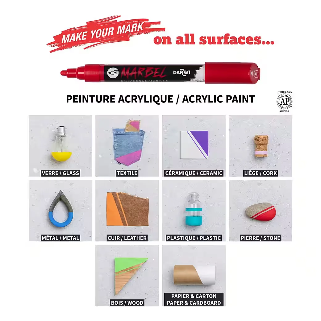 DARWI Permanentmarker Set 6 Acrylmarker Neon Rundspitze 4 mm