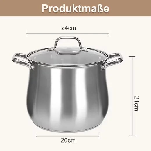 OSTWOLKE Suppentopf Edelstahl für Induktion und alle Herdarten