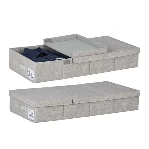 Relaxdays Unterbettkommode mit Deckel 2er Set Aufbewahrungsbox