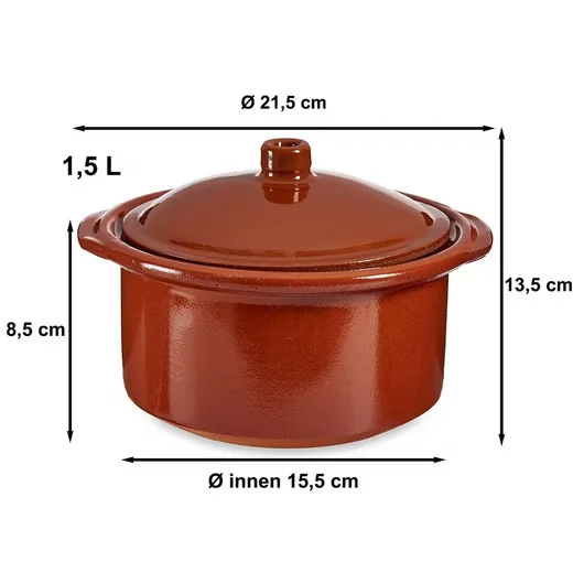 ANNASTORE Dampfgartopf Cocotte mit Deckel ofenfest hitzebeständig
