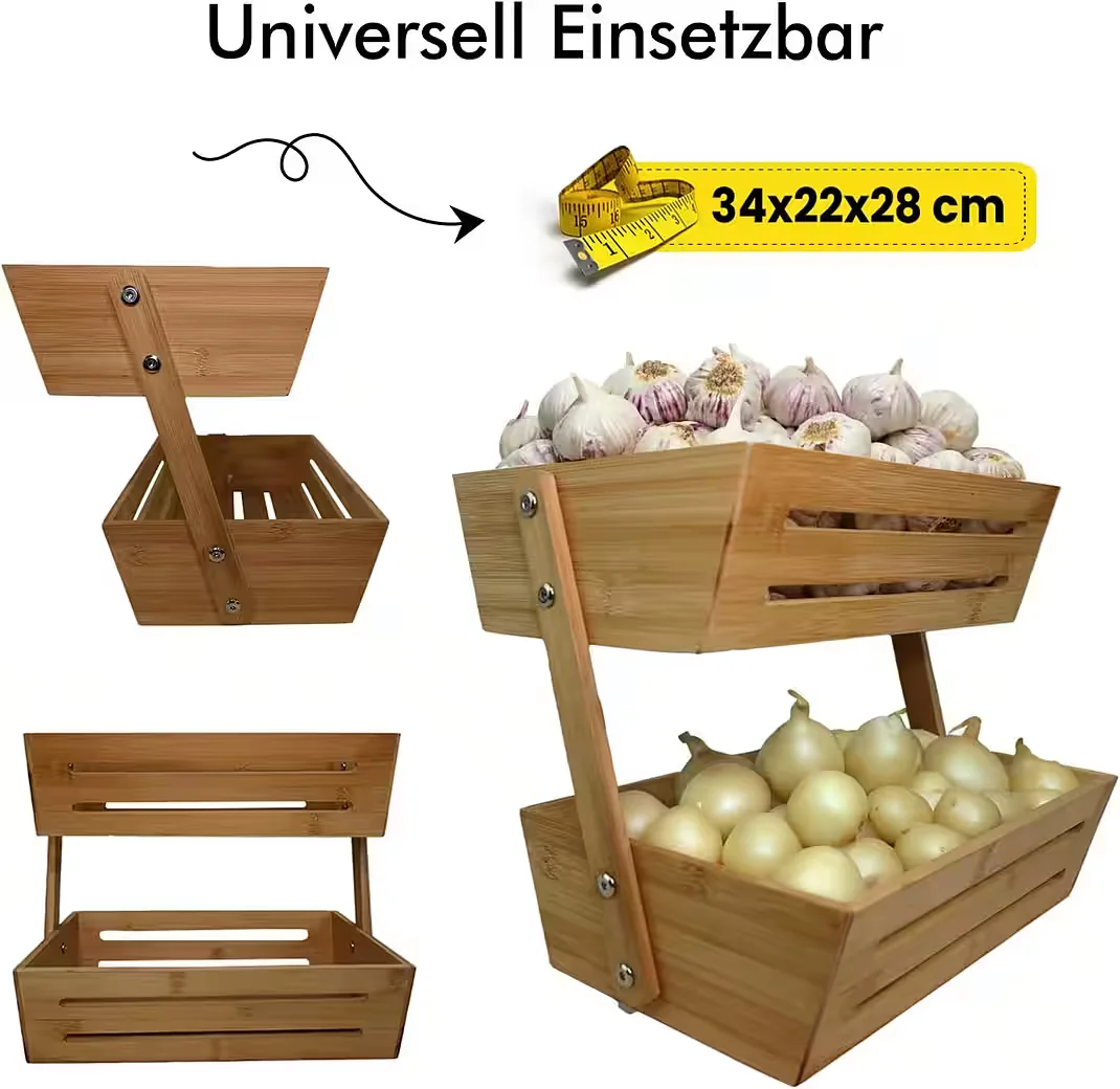 HAUSLEBEN Obstschale Obstkorb 2 Etagen 34 x 22 x 28 cm